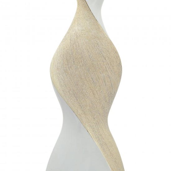 24" Twisted Vase, White/gold