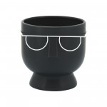 6"h Face W/glasses Planter, Black