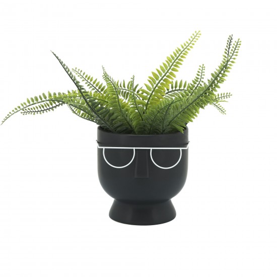 6"h Face W/glasses Planter, Black