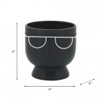 6"h Face W/glasses Planter, Black