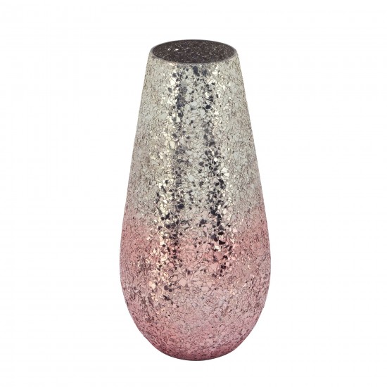 12" Crackled Vase, Blush Ombre