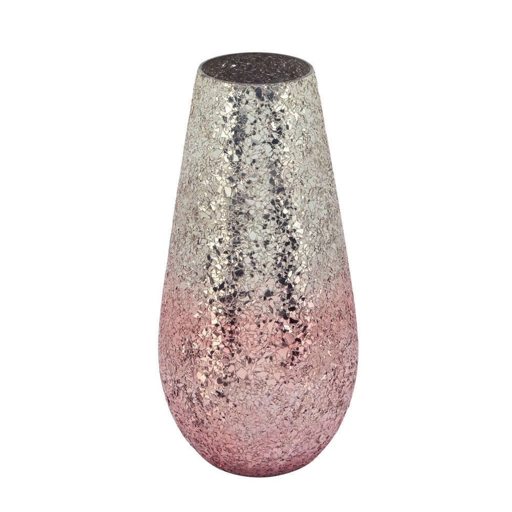 12" Crackled Vase, Blush Ombre