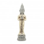 Resin, 26"h Standing Buddha, Gray/gold