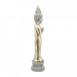 Resin, 26"h Standing Buddha, Gray/gold