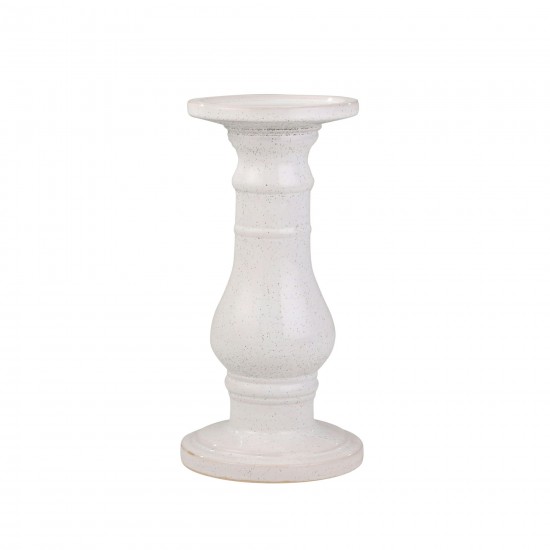 Ceramic 18" Candle Holder, White Speckle