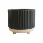 4", 8oz Ridged Soy Scented Footed Candle, Blk