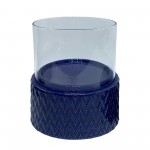 Cobalt Ceramic /glass 6" Pillar Holder, Chevron