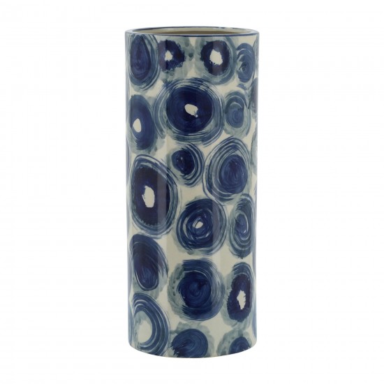 Cer, 15" Cylinder Vase, Blue