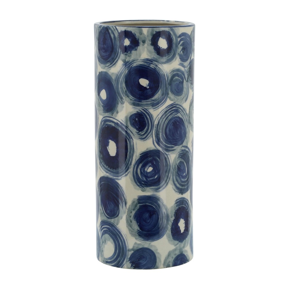 Cer, 15" Cylinder Vase, Blue Cer, 15" Cylinder Vase, Blue