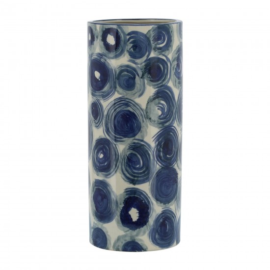 Cer, 15" Cylinder Vase, Blue