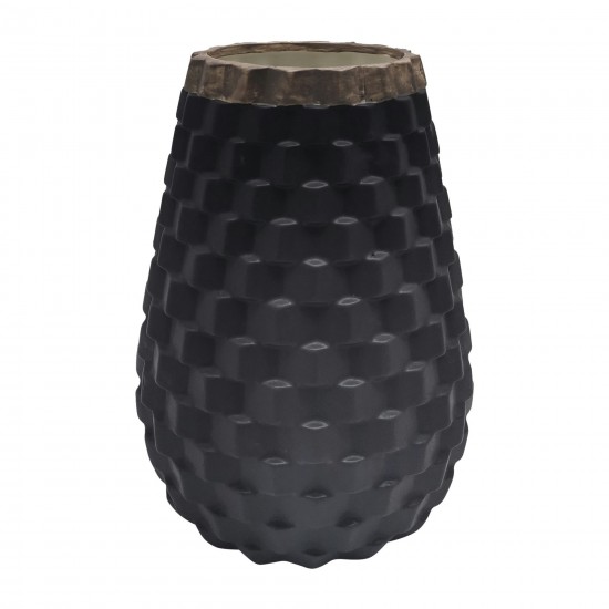 9" Textured Vase, Black