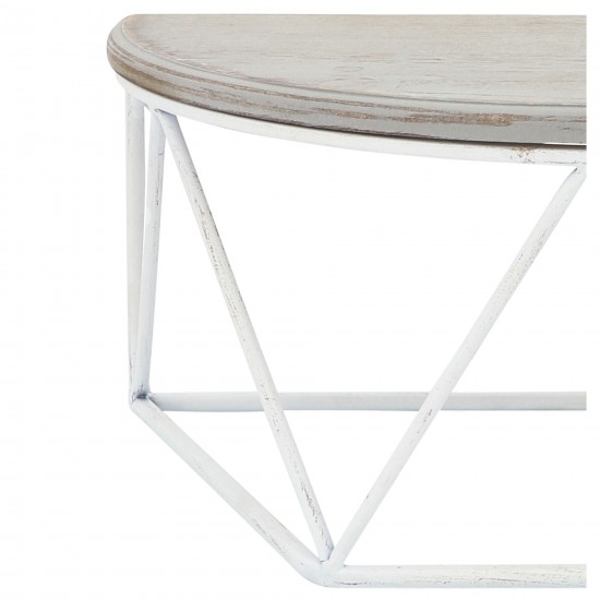 Wood/metal 16"l Demilune Wall Shelf, Wht/gry