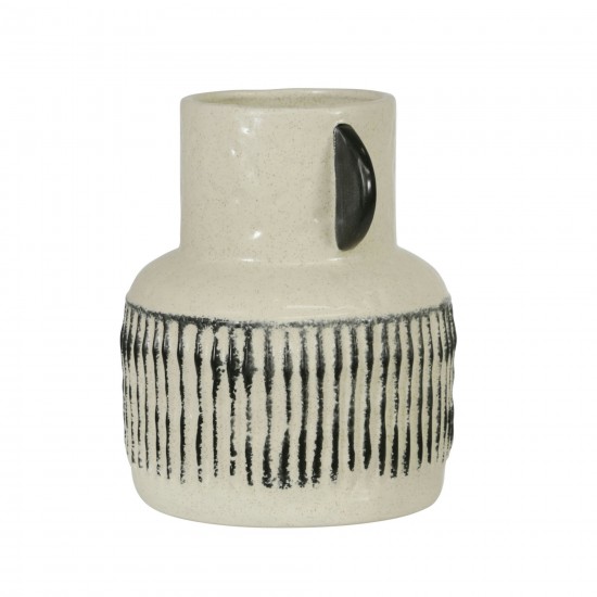 Ceramic 8" Eared Vase, White