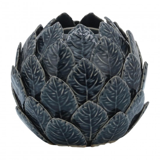 Cer, 6" Lotus Ball Votive Holder, Blue