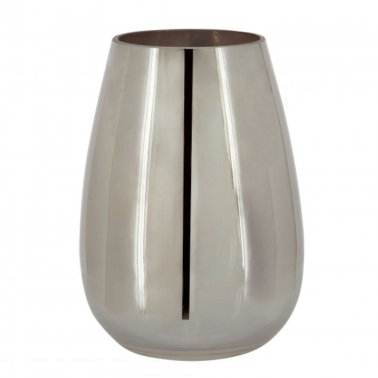 Glass 8"h Metallic Vase, Silver