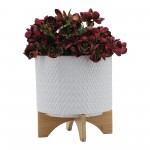 10" Chevronplanter W/ Stand, White