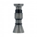 Cer,12"dotted Pillar Candle Holder,nvy Blue/cotton