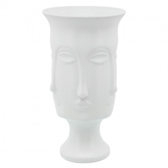 15"h Multi Faced Vase, White