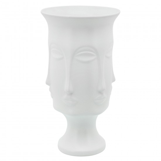 15"h Multi Faced Vase, White