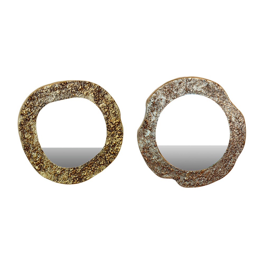 Metal, S/2 15/20" Textured Mirrors, Silver