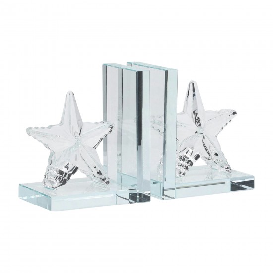 Crystal, S/2 5"h Star Bookends