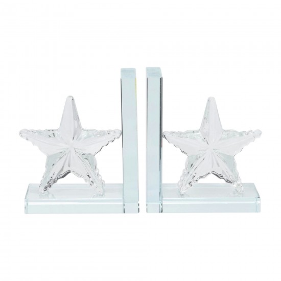 Crystal, S/2 5"h Star Bookends