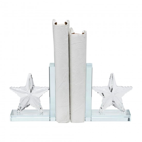 Crystal, S/2 5"h Star Bookends