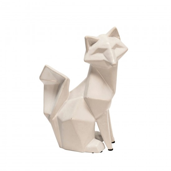 Cer, 10" Modern Fox Figurine, White