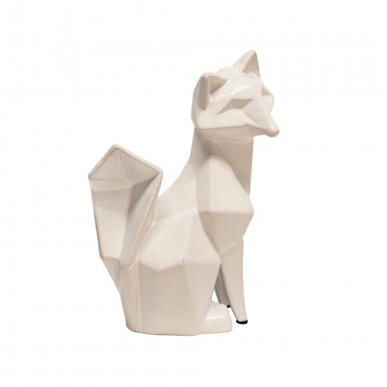 Cer, 10" Modern Fox Figurine, White