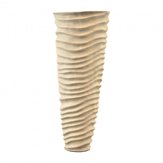 Metal 18", Rugged Vase, Ivory/nickel