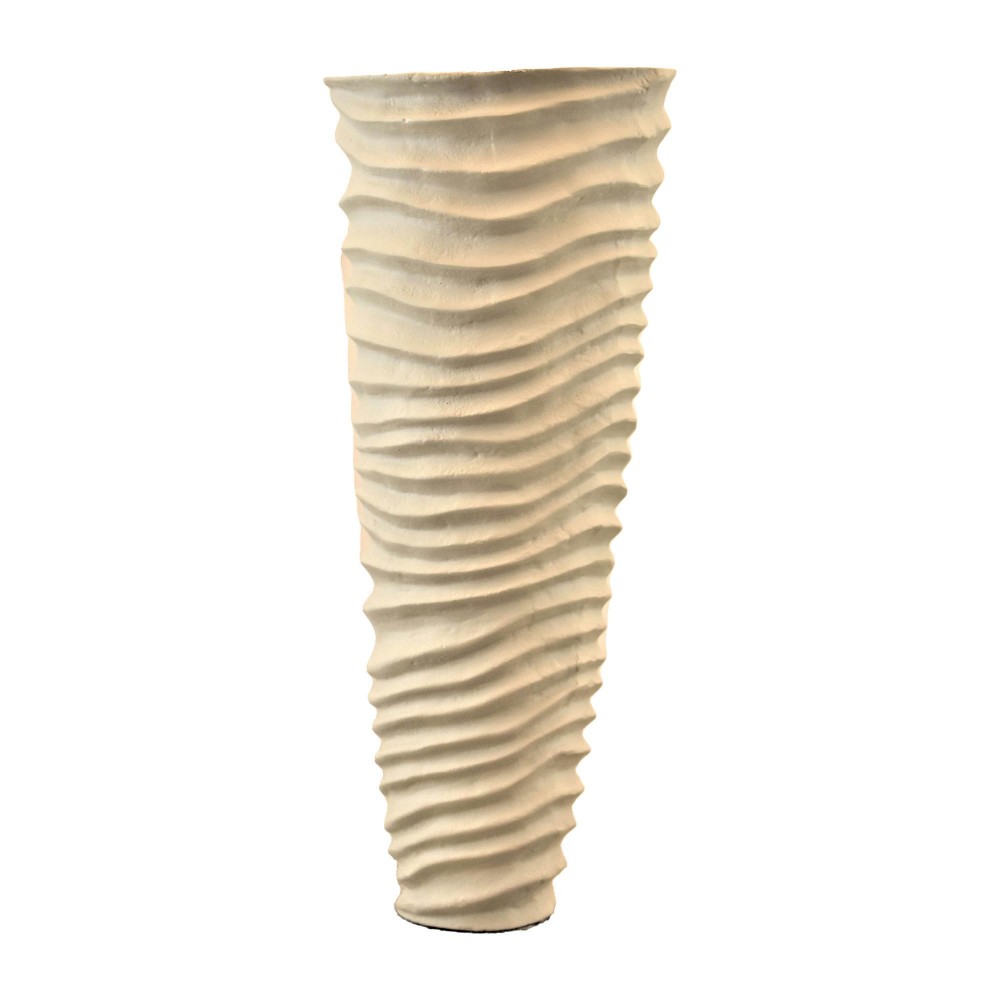 Metal 18", Rugged Vase, Ivory/nickel