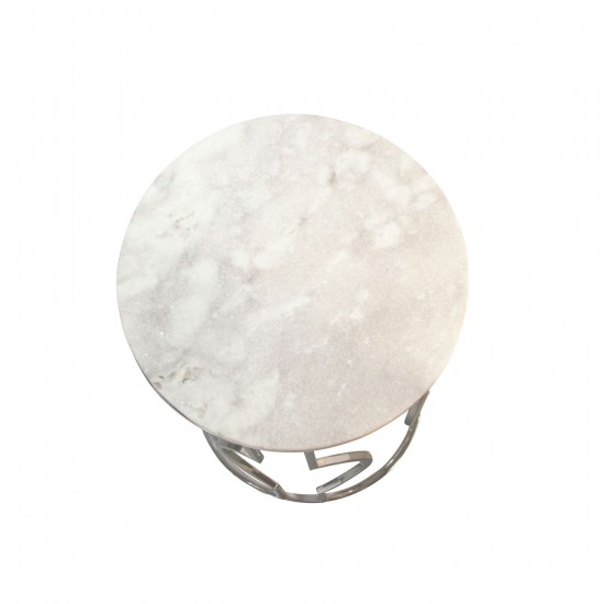 S/2 Metal/marble Round Tables, Silver