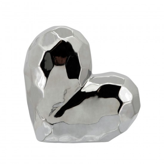 Silver Ceramic Heart 8"