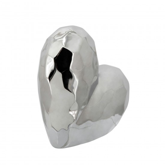 Silver Ceramic Heart 8"