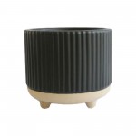 5",12oz Ridged Soy Scented Footed Candle, Blk