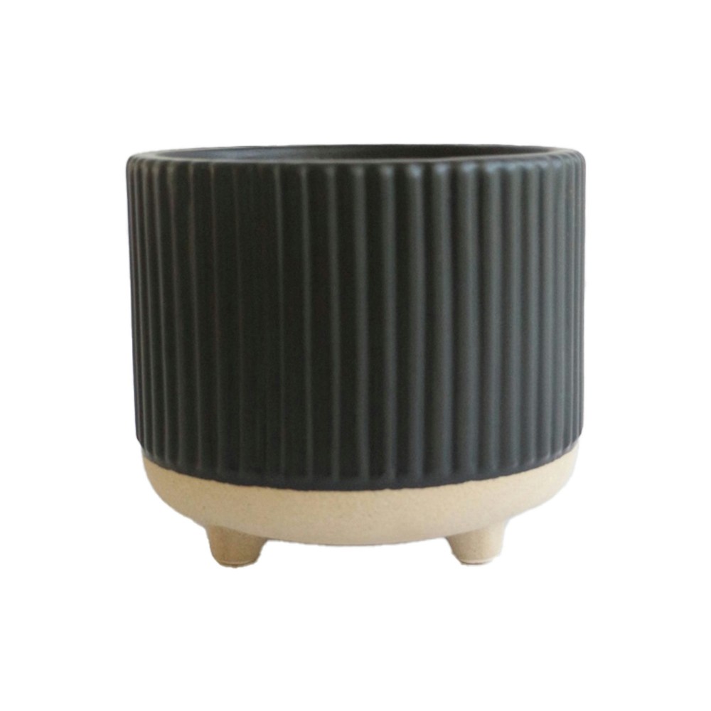 5",12oz Ridged Soy Scented Footed Candle, Blk