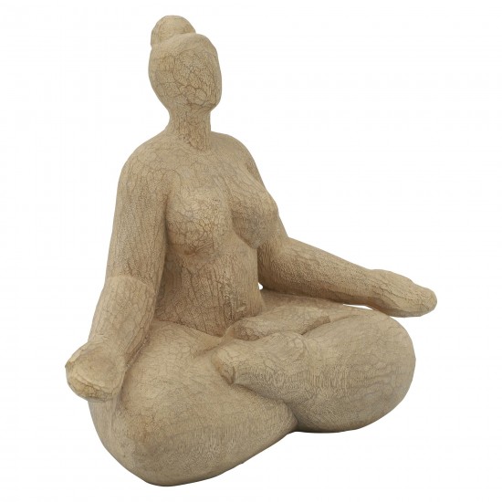 Resin 11" Sucasana Female Yoga Figurine, Brown