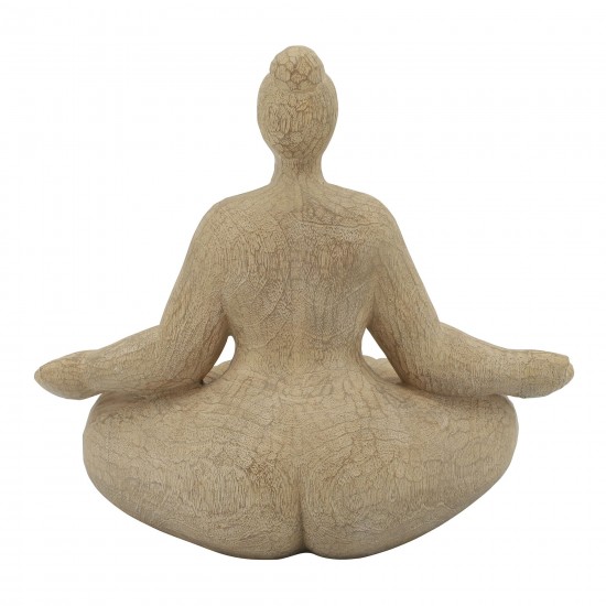 Resin 11" Sucasana Female Yoga Figurine, Brown