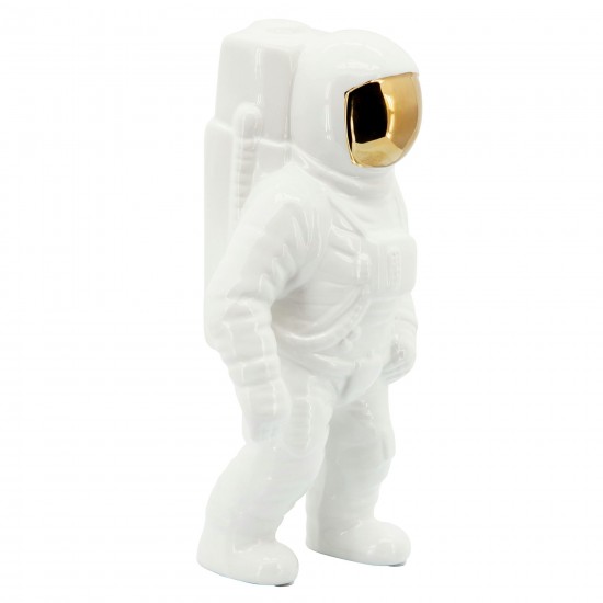 11" Astronaut Statuette, White/gold