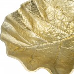 Metal, 13" Round Leaf Tray, Gold