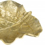 Metal, 13" Round Leaf Tray, Gold