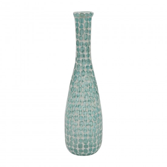 Glass, 16"h Mosaic Vase, Blue