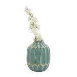 Turquoise/gold Ceramic Vase 8"