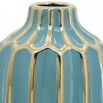 Turquoise/gold Ceramic Vase 8"