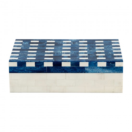 Resin S/2 Plaid Boxes, Blue