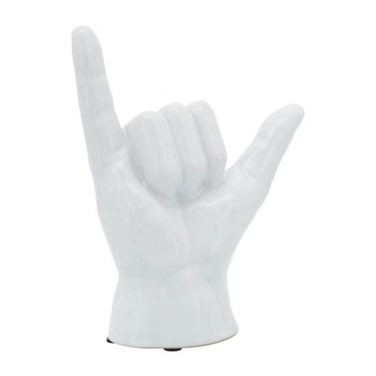 7"h, "hang Loose" Hand, White