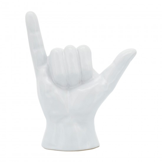 7"h, "hang Loose" Hand, White