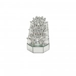 Glass 13" 3 Lotus Mirrored Candle Holder, Silver