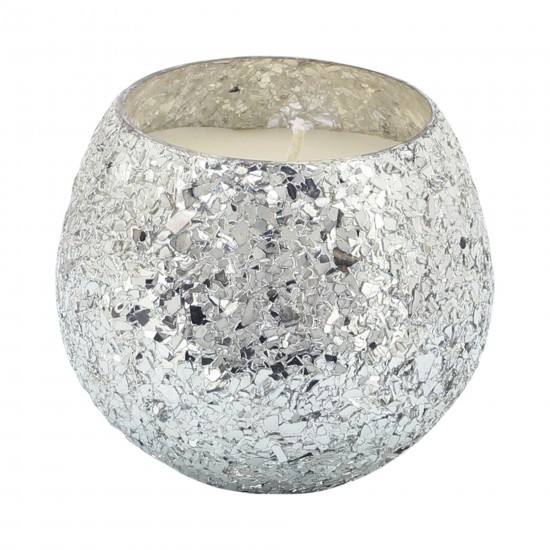 Candle On Silver Crackled Glass 11oz