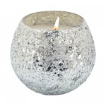 Candle On Silver Crackled Glass 11oz